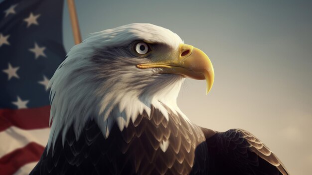 Eagle with USA flag Illustration AI Generative