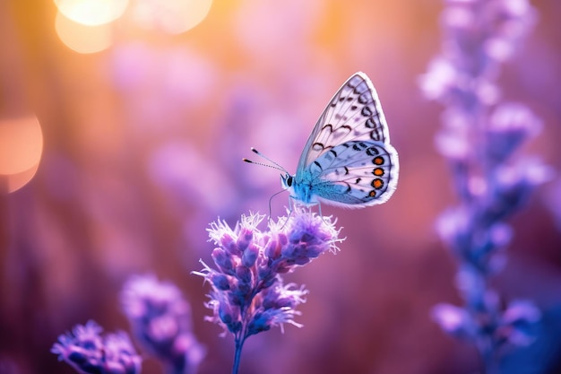 ealistic photo plebejus argus small butterfly flies shown the wings with fabulous blurred backgroun