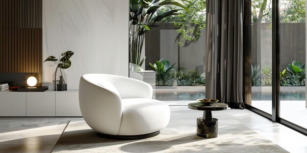 Eames Lounge Chair and Egg Chair in Modern Luxury Room Interior