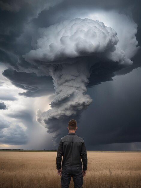 Foto una ripresa dell'orecchio di una grande nube di tempesta nello stile delle visioni apocalittiche di dimitry rouland