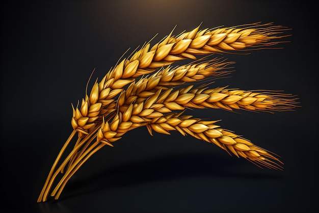 Photo ear of wheat on dark background generative ai