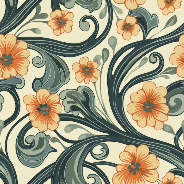 Photo early 20thcentury art nouveau floral seamless pattern