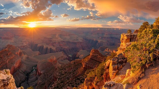 Foto all'inizio di agosto il grand canyon può essere osservato dal bordo sud vicino al grand canyon village