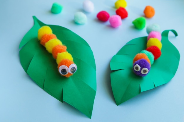 Early learning ideas Caterpillar from pom pon Activities for Toddlers and Preschool Children Montessori