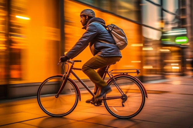 Foto early morning bike commuter generatieve ai