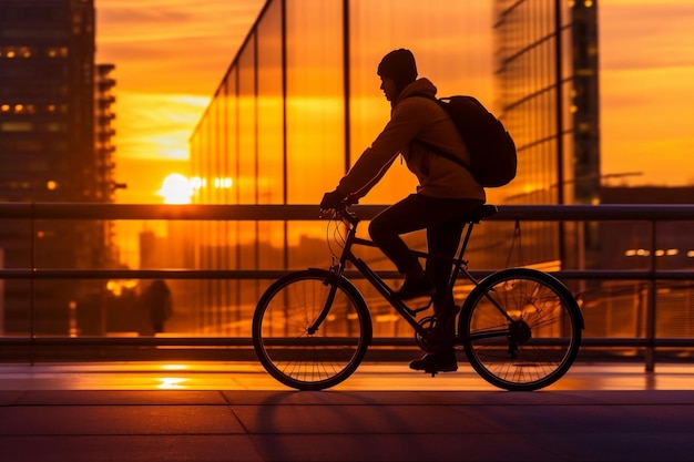 早朝の自転車通勤者の生成 AI