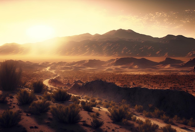 Фото Вид на пустыню ранним утром в альмерии