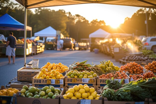 An early morning farmers market scene Resplendent