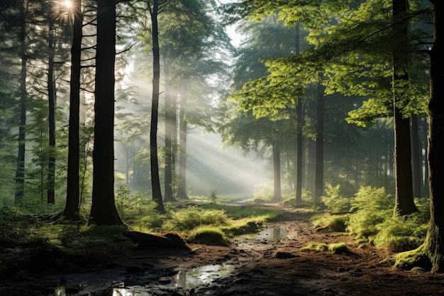 early morning forest of maple trees professional advertising photography