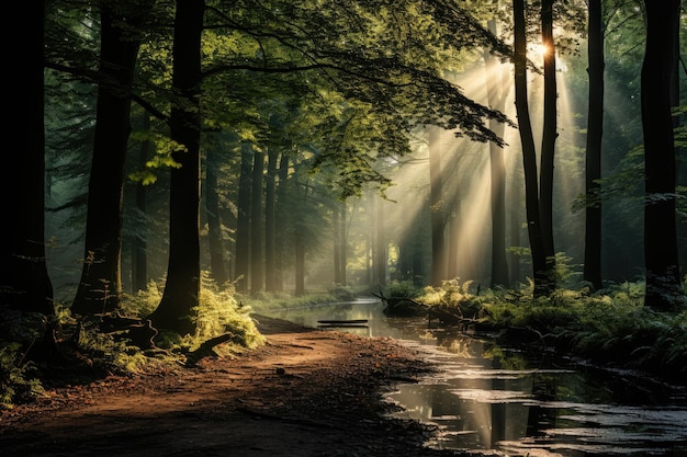 early morning forest of maple trees professional advertising photography