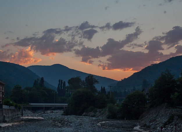 Early morning at mountain river