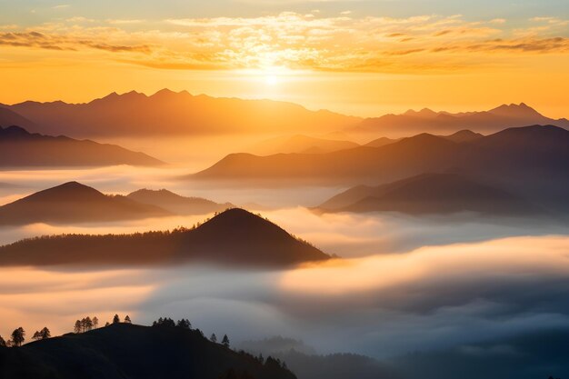 early morning in a mountains