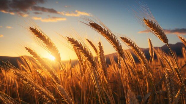Early wheat fields sunrise nature photography image Ai generated art