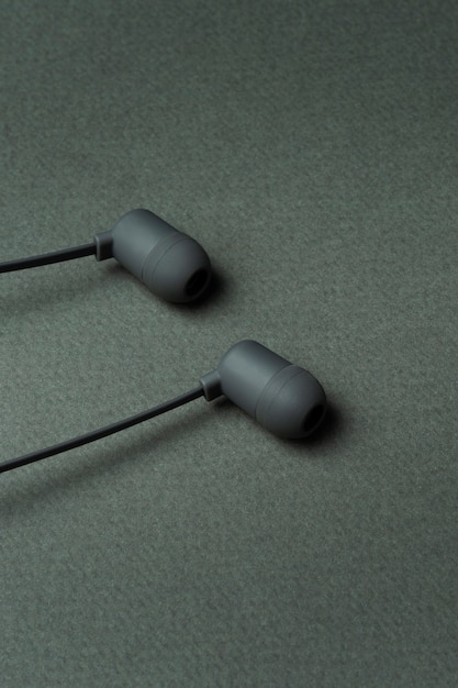 Photo earphones with minimalist monochrome background