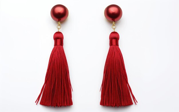 Photo earrings adorned with tassels isolated on transparent background