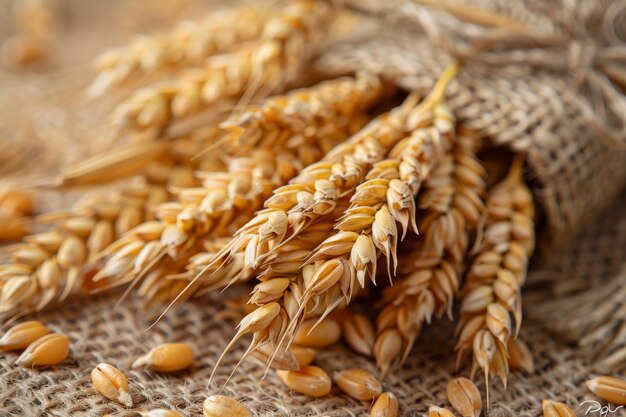 麦の耳はテーブルの上にあります収された麦の作物