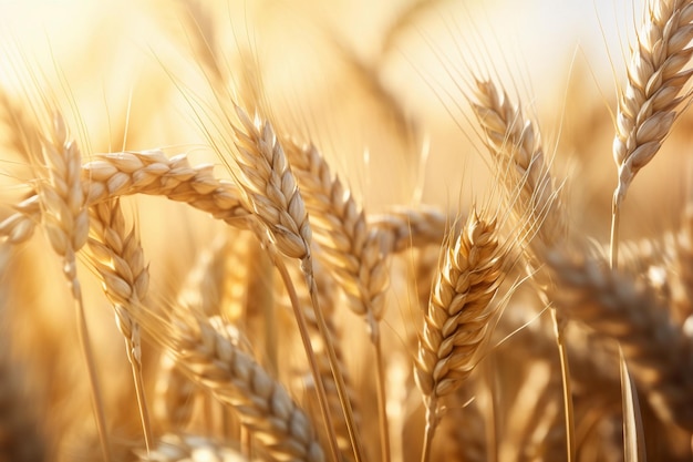 Ears of wheat on the field closeup