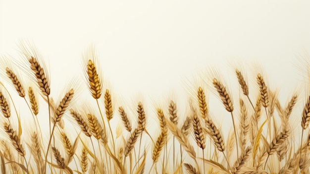 Ears of wheat on a white background with space for text Generative AI