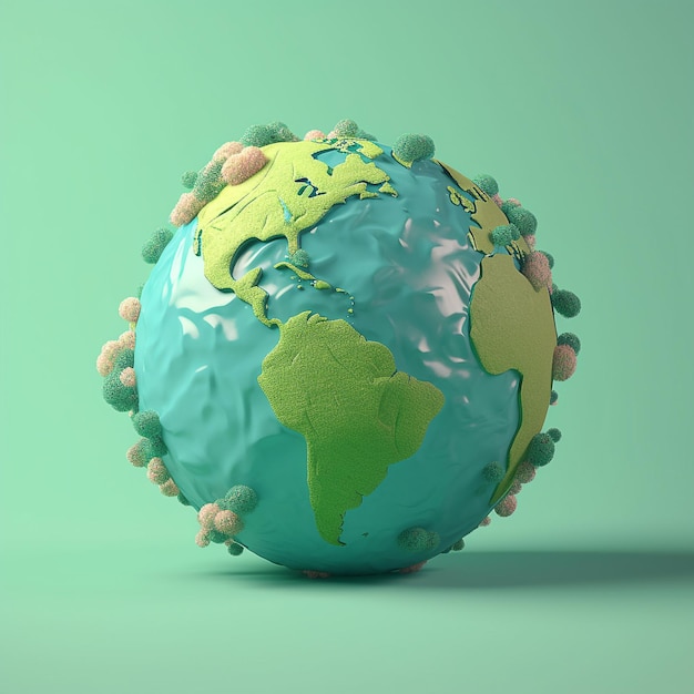 Earth 3D Character Gestileerd Schattig Save the Earth Earth Day vector Earth Day 3D icon Earth Day