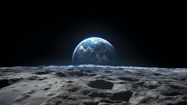 The Earth as seen from the Moon's surface