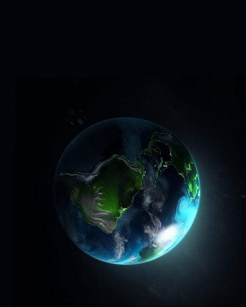 The earth on black copy space background