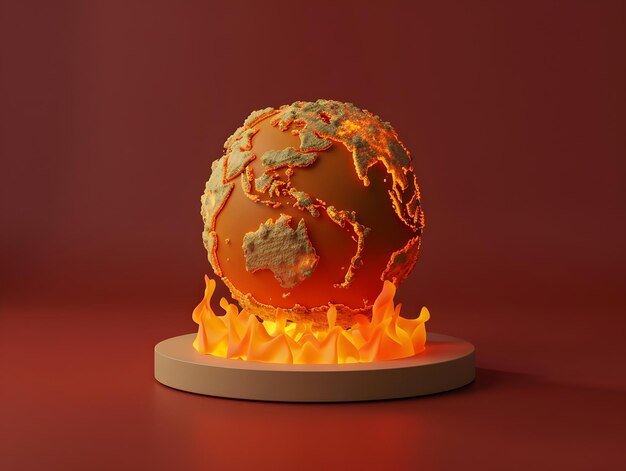 Foto terra bruciata dal fuoco concetto di riscaldamento globale illustrazione 3d