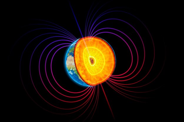 사진 마그네토스피어 와 함께 지구 의 절단