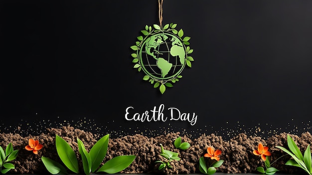 Earth day background with plants ornament