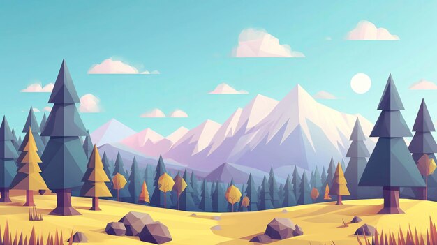 Foto banner della giornata della terra design piatto low poly illustrazione del paesaggio copia spazio ai