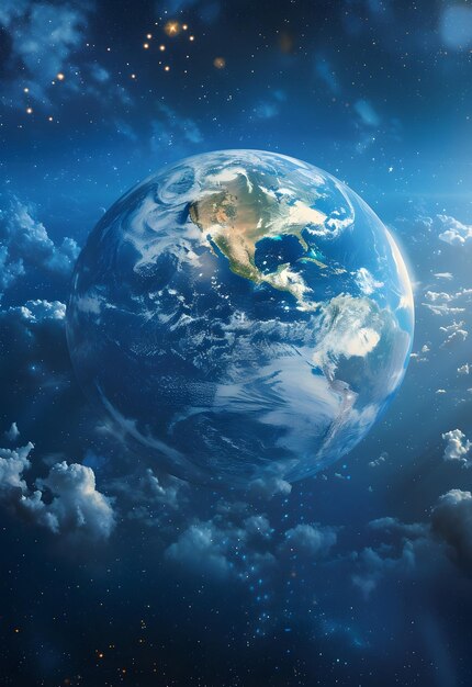 Photo earth day celebration post with earth space planet 3d illustration background