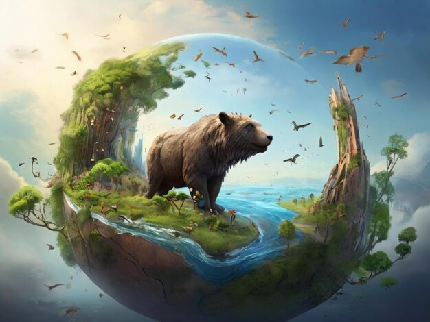 Earth Day Concept Art die de vernieuwing van de aarde illustreert Door middel van generatieve AI getuige van de transformatie