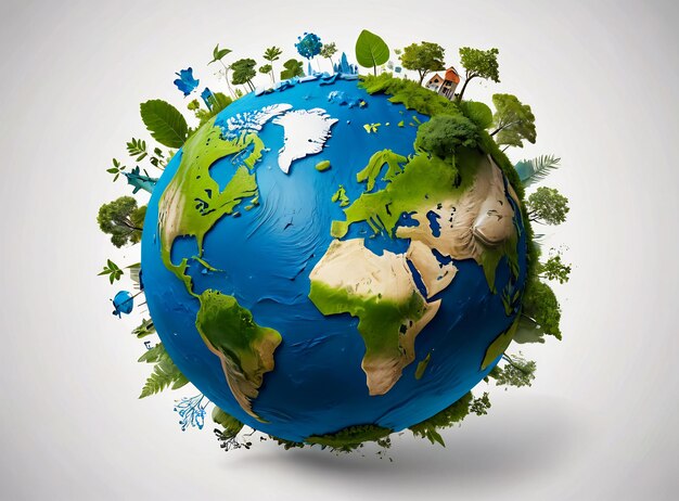 earth day concept Illustration of the green planet earth