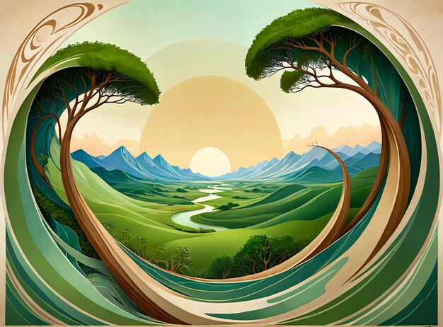 earth day concept Illustration of the green planet earth