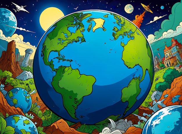 earth day concept Illustration of the green planet earth