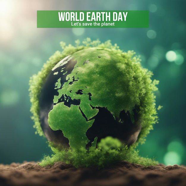 Earth Day concept Illustration of the green planet