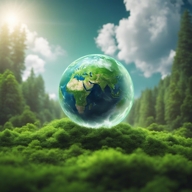 Earth Day concept Illustration of the green planet