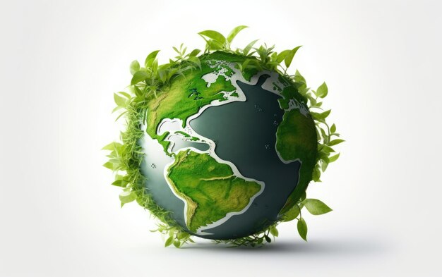 Earth day concept on white background 3D