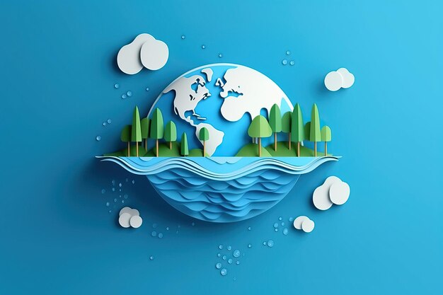 Earth day concept on white background World environment day blue background symbol of