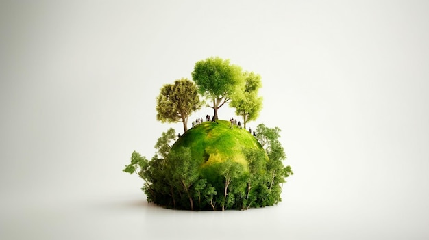 Earth day concept on white background World environment day Generative AI