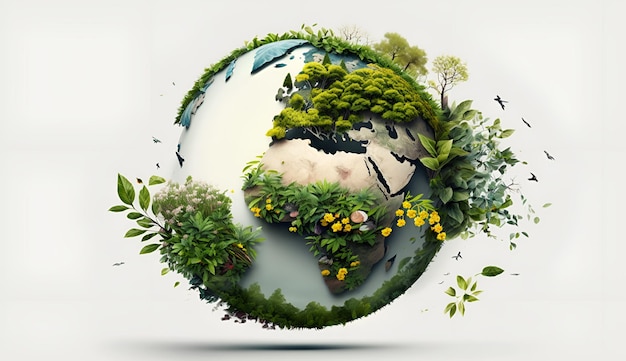 Earth day concept on white background