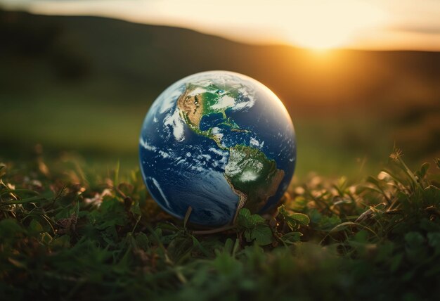 Earth Day concept with a globe green earth