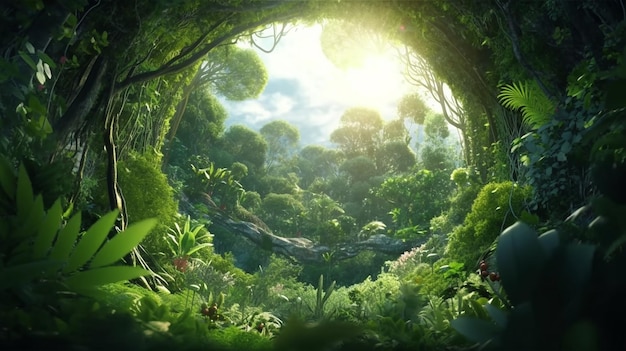 Earth Day-ecoconcept met tropische bosachtergrond Generatieve AI