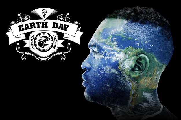 Графика Дня Земли на фоне наложения земли на лицо
