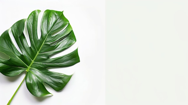 Earth Day Green Monstera Leaf Isolated on White Background Eco Environment with Copy Space Leaves