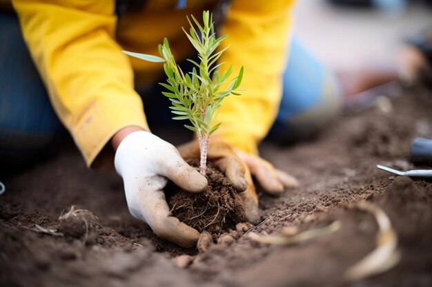 Earth Day Het planten van een plant Handarbeid