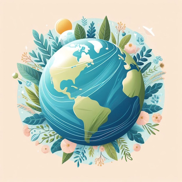 earth day illustration on white background