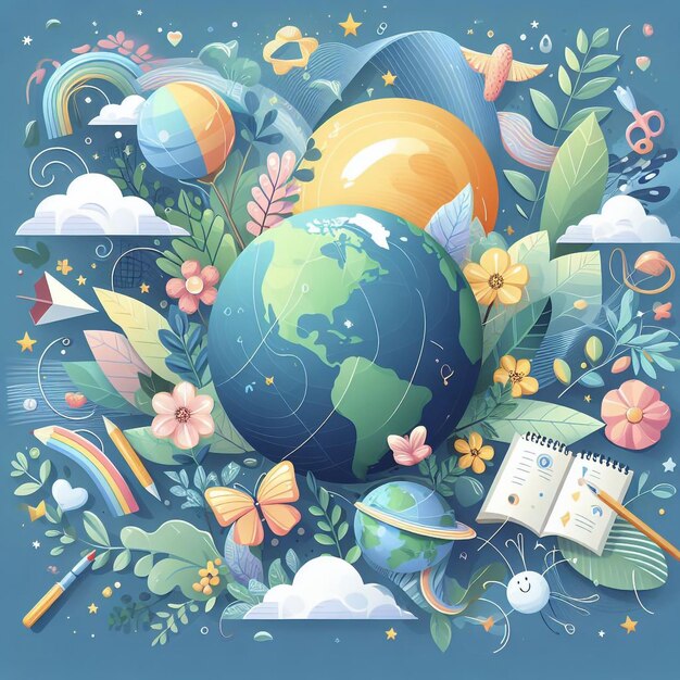 earth day illustration on white background