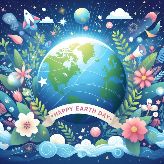 earth day illustration on white background