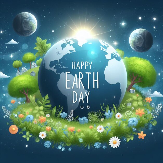 earth day illustration on white background