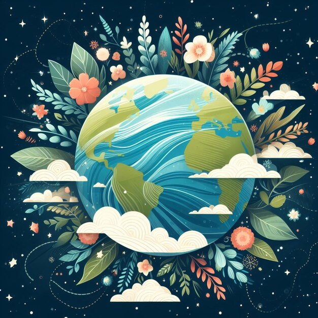 earth day illustration on white background